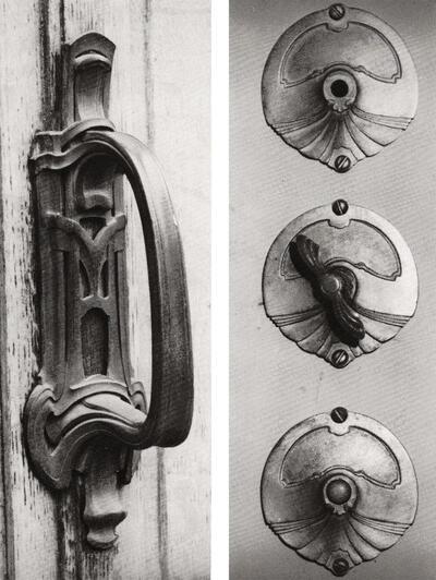 Victor Horta. Handgreep en schakelaar in het Huis Hallet, Brussel, 1902-1905. Art Nouveau