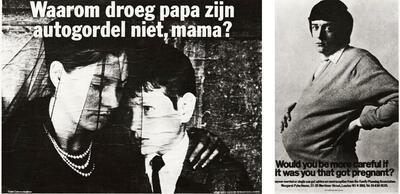 Belgisch veilig-verkeer-affiche, 1973.  Affiche van het Health Education Council, Londen,