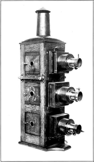 Drievoudige lantaarn ('Triunial lantern'). Laterna Magica