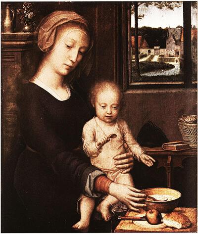 Gerard David, De heilige Maagd met de papschotel, begin 16e eeuw, Etienne Elias