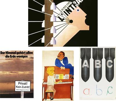 Cassandre (Jean Marie Moreau), Klaus Staeck, Ben Shahn, M. Urbaniec, affiches