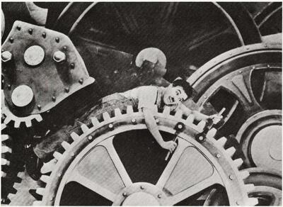 Charlie Chaplin in Modern times, 1936.