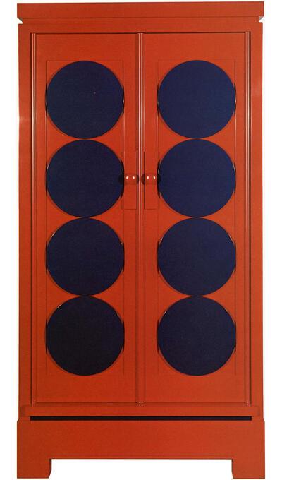 Emiel Veranneman, kast in rode en blau­we lak, 