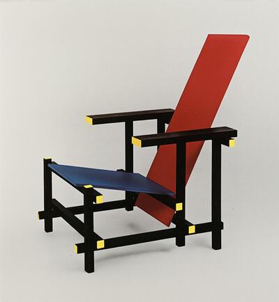 Gerrit Rietveld, Rood-blauwe stoel, ± 1918, Emiel Veranneman