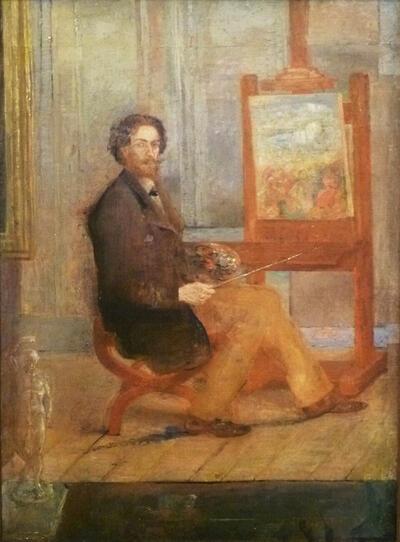 James Ensor, Ensor voor zijn schildersezel, 1890,