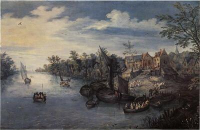 Jan Brueghel, Rivierlandschap, 1603