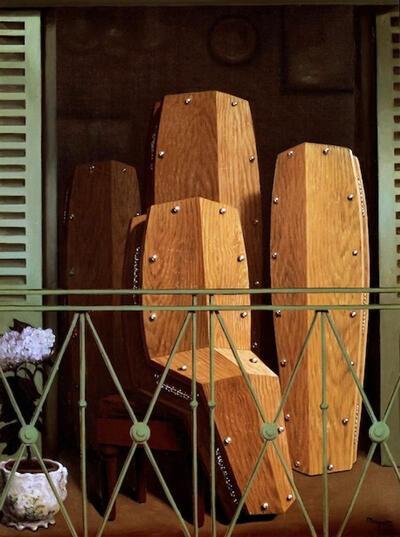 René Magritte, Perspective, ou le balcon de Manet, Perspectief, of het balkon van Manet. 1950,
