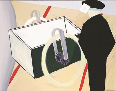 Roger Raveel, Karretje en man, 1953,