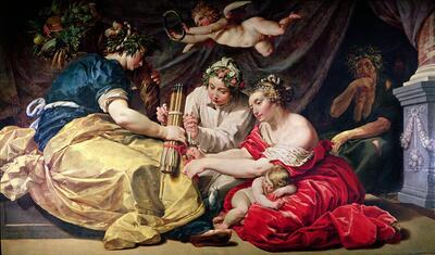 Abraham Janssens (1575-1632), Vrede en Overvloed binden de Pijlen van de Oorlog samen, 1614,