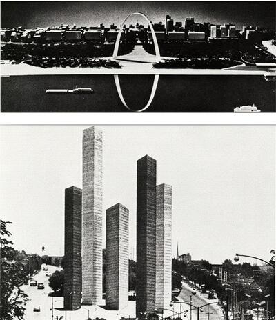 Eero Saarinen, Jefferson-gedenkteken, St.-Louis, Mass., U.S.A, Matthias Goeritz, Ciudad Satélite Towers, Mexico 1957. ., 