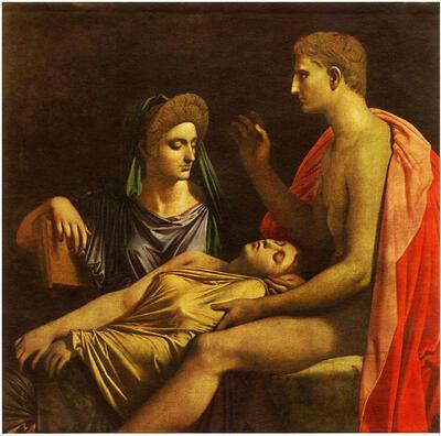 Jean Auguste Dominique Ingres (1780-1867), Vergilius leest uit de Aeneis voor óf  'Tu Marcellus eris'.