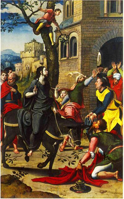 Pieter Coecke van Aelst (1502-1550), De intocht van Christus in Jeruzalem. 1530