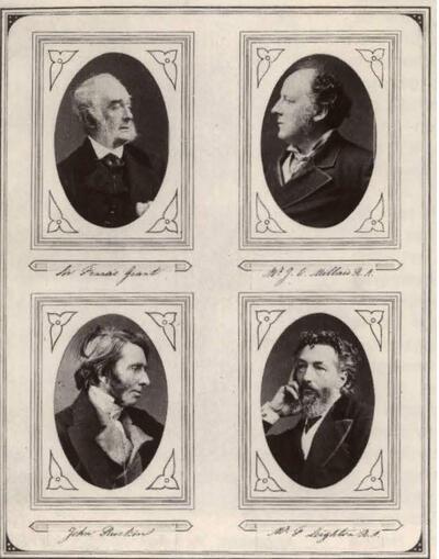 Fotoalbum met opnamen van de schilders Sir Francis Grant, Millais en Leighton, en de kunstcriticus John Ruskin.