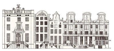 Herengracht uit het zg. Grachtenboek van Caspar Philips, ca. 1770