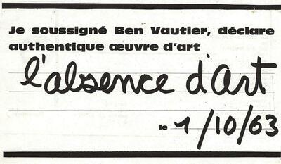 B. Vautier, l'absence d'art.