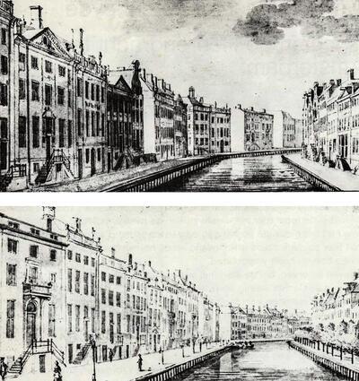 Gerrit Adriaensz. Berckheyde,  Bocht in de Heerengracht te Amsterdam, tekeningen, 