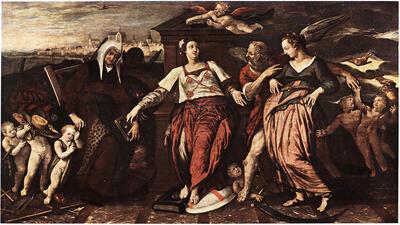 Izaak Nicolai van Swanenburgh, De Stedemaagd met de Oude en Nieuwe Neringhe