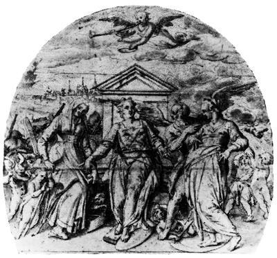 Izaak Nicolai van Swanenburgh, De Stedemaagd met de Oude en Nieuwe Neringhe, 