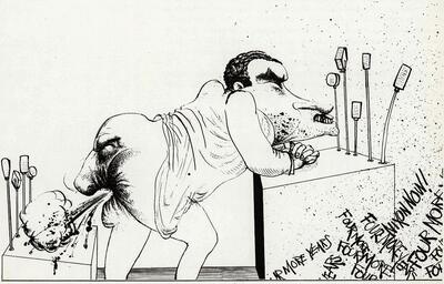 Illustratie van Ralph Steadman uit: Rolling Stone, september, 1972. 