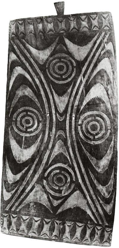 Schild, Sepikgebied, noordoost Nieuw-Guinea. 