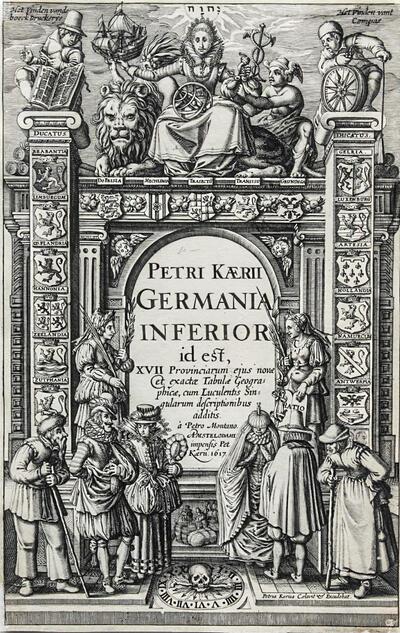 Titelpagina uit de atlas Leo Belgicus