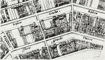 Onbekende maker, vogelvluchtkaart Amsterdam, 1679,