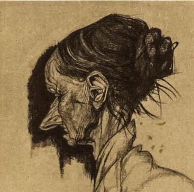 Jules de Bruycker (1870-1945), Oude Verkoopster, ets, 1923 (detail)