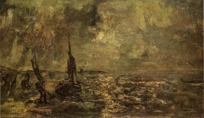 Louis Artan de Saint-Martin, Opkomend onweer bij  nacht (Zeegezicht) 