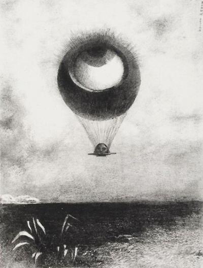 O. Redon, L'Oeil comme un ballon bizarre se dirige vers l'infini. 