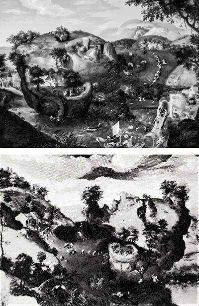 Vlaamse school 16de eeuw:  Kop in landschap 