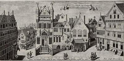 'Het oude Antwerpse raadhuis zoals het er tot in 1564 stond'. 
