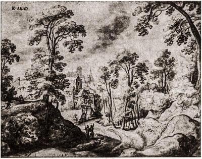 Landschap met stad', Prentenkabinet, Wenen.