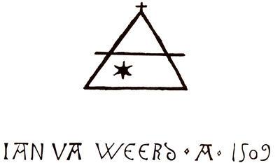 Jan van Steffeswert, H. Catharina, Merkteken met de datum en de naam van de kunstenaar.