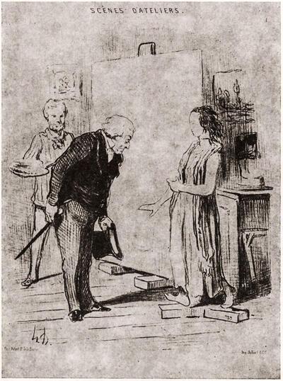 Tekening van H. Daumier, Koninklijke Bibliotheek, Brussel. 