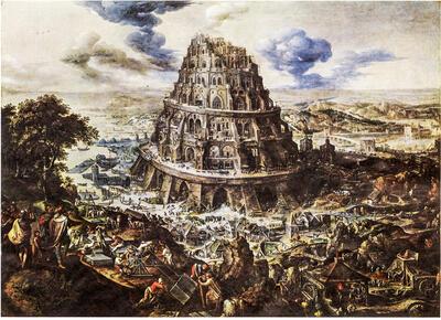 Maarten van Valckenborch, De toren van Babel, ca. 1600