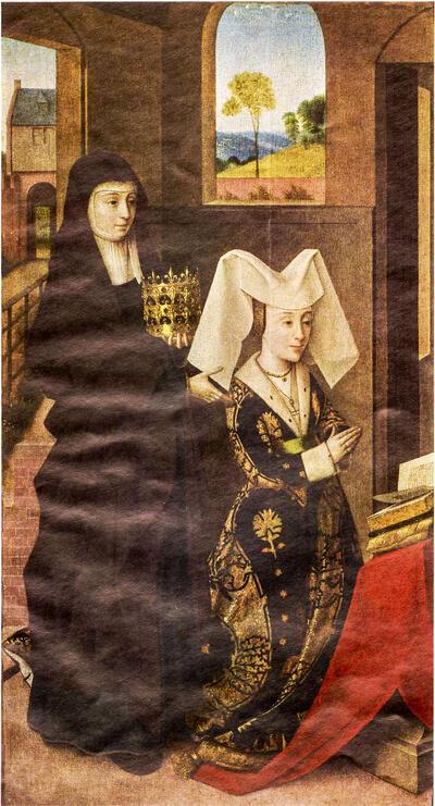 Petrus Christus, De Schenkster met de Heilige Elisabeth