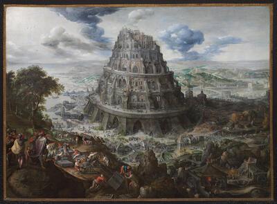 Maarten van Valckenborch, De toren van Babel, ca. 1600