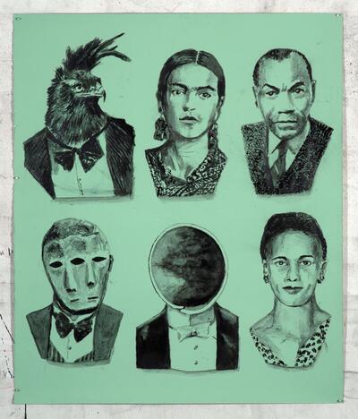 William Kentridge, Six Heads Marseilles Martinique Leon D. et al., 2023
