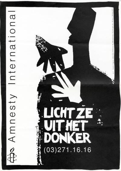 Affiche uitgegeven in 1991 door Amnesty International Vlaanderen voor mensenrechten