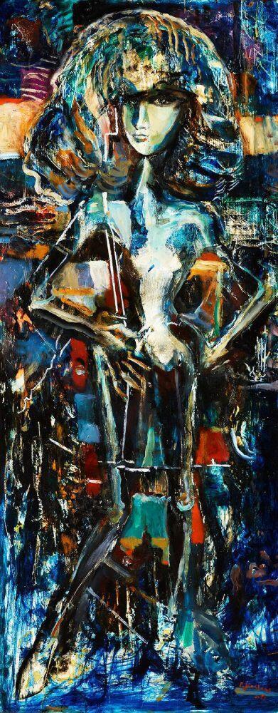 Paul Joostens, Crinière, ook bekend als ‘Casque d’or’, olieverf op paneel, 116 x 46 cm. Privécollectie