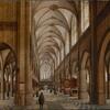 Interieur van een gotische kathedraal, olieverf op paneel