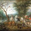 Musée de Flandre - De Odyssee van de dieren, Jan I Brueghel, Dieren op weg naar de Ark van Noach, olieverf op paneel Szepmuveszeti Muzeum, Boedapest.