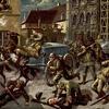 Duitse prentbriefkaart uit 1914 met francs-tireurs in Leuven in augustus 1914, groote oorlog,