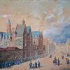 Anoniem, Hof van Busleyden gezien vanuit de Koestraat (Merodestraat), eerste helft 19de eeuw, waterverf op papier,