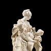 Jan van Delen, Caritas, ca. 1673-77 Dit gezichtspunt onderstreept de ongemakkelijke houding van de jonge vrouw en de ‘visuele driehoeksrelatie’ met de twee kinderen.
