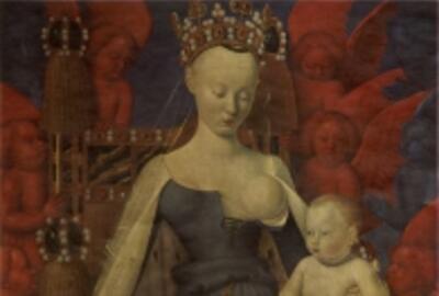 Jean Fouquet Madonna met Jezuskind, door engelen omgeven