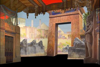 Extérieur égyptien (1921): dit indrukwekkende decor was bedoeld voor de befaamde triomfmars uit Aïda van Verdi