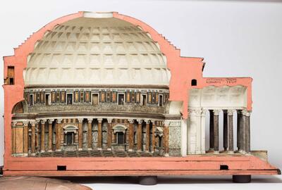 Eén van de binnenzijden van het kurkmodel van het Pantheon na restauratie Foto: Koninklijk Instituut voor het Kunstpatrimonium, Brussel