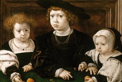 Jan Gossart, De Kinderen van Christiaan II van Denemarken en Isabella van Oosterrijk, 1526, olieverf op paneel Royal Collection Trust, Londen