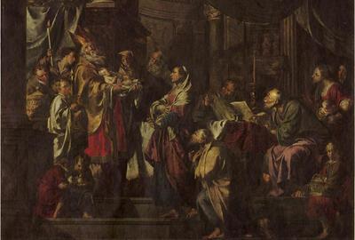 Pieter Jozef Verhaghen, Jezus' opdracht in de tempel, Olieverf op linnendoek,